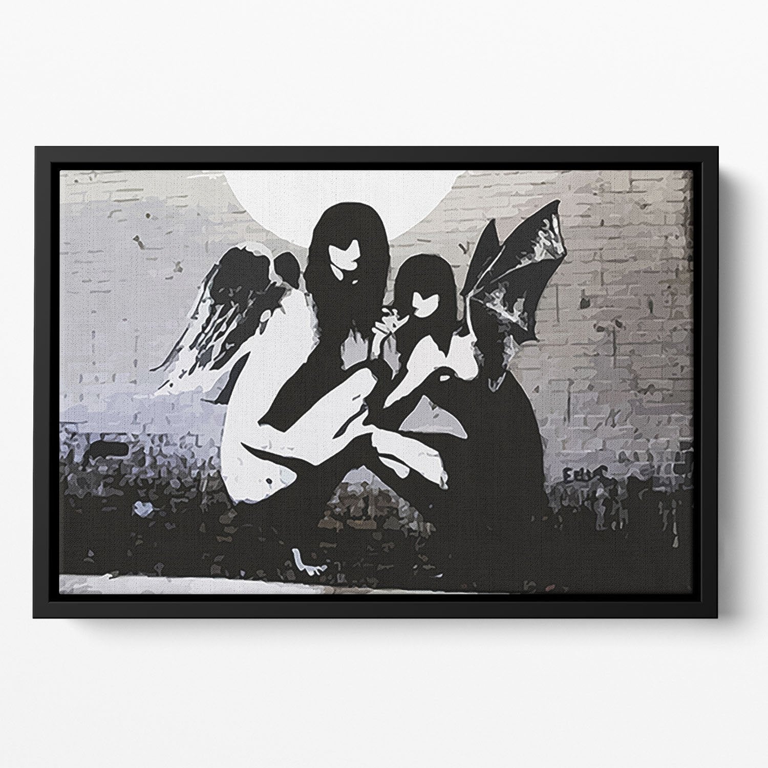 Banksy Angels In Moonlight Floating Framed Canvas