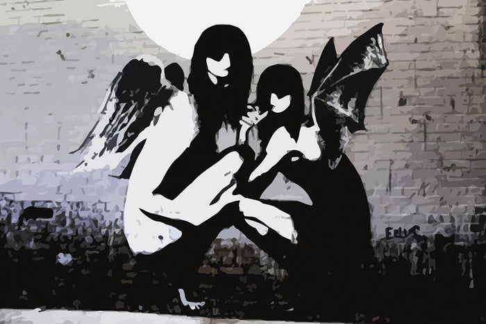 Banksy Angels In Moonlight Wall Mural Wallpaper
