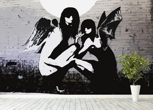 Banksy Angels In Moonlight Wall Mural Wallpaper - Canvas Art Rocks - 4