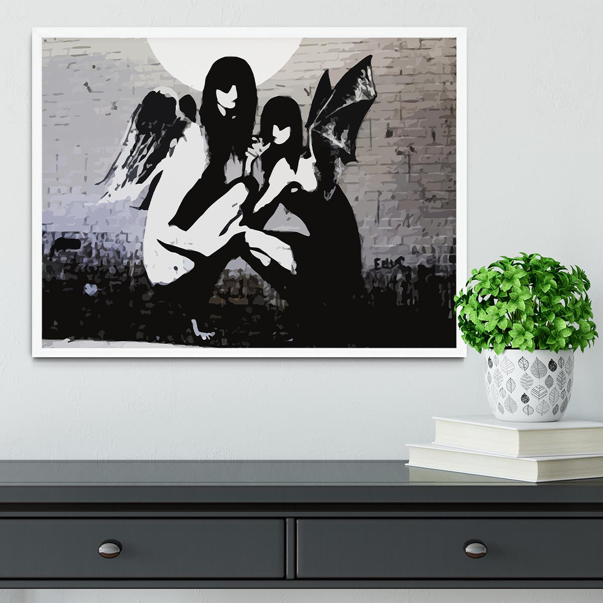 Banksy Angels In Moonlight Framed Print