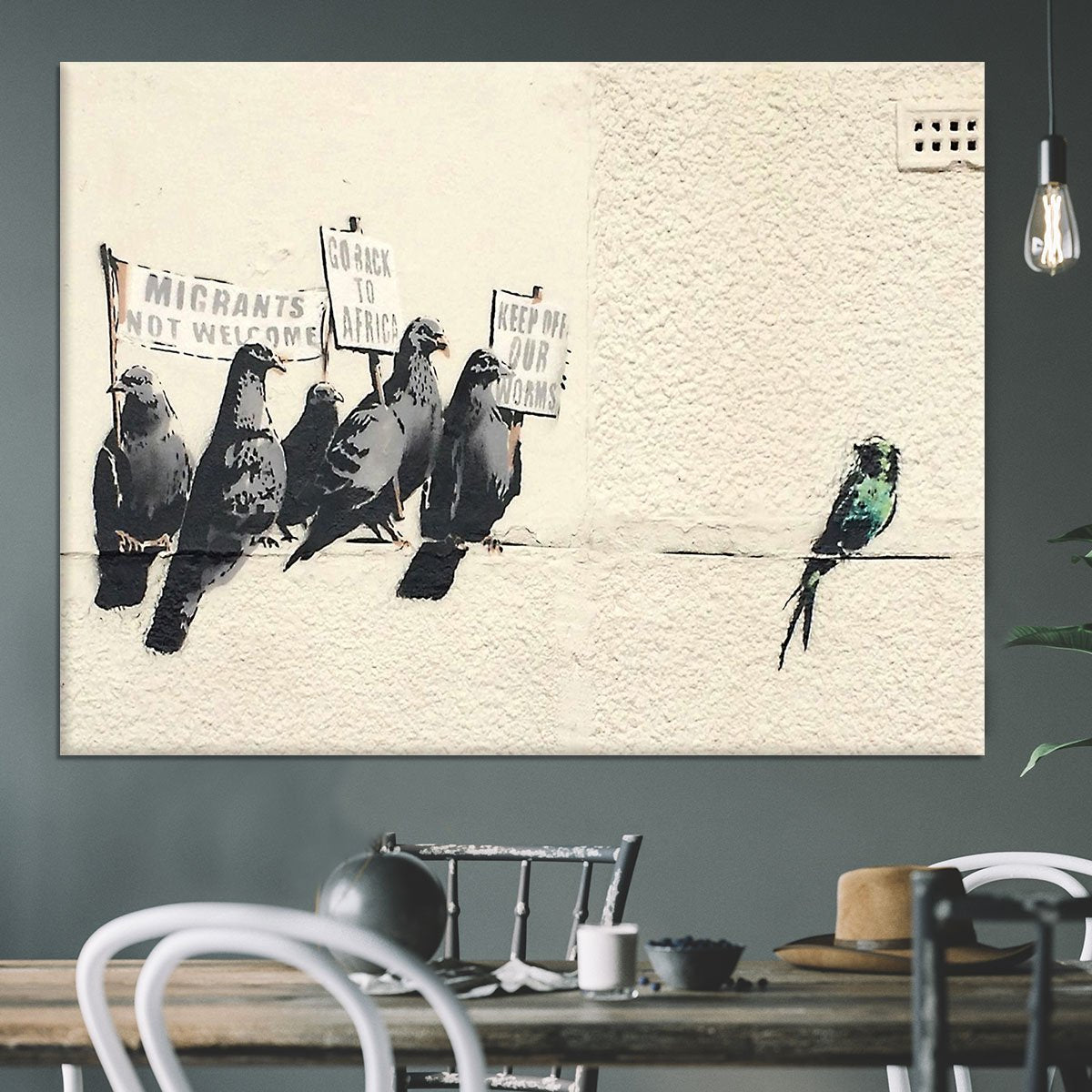 Banksy Anti-Immigration Birds Canvas Print or Poster
