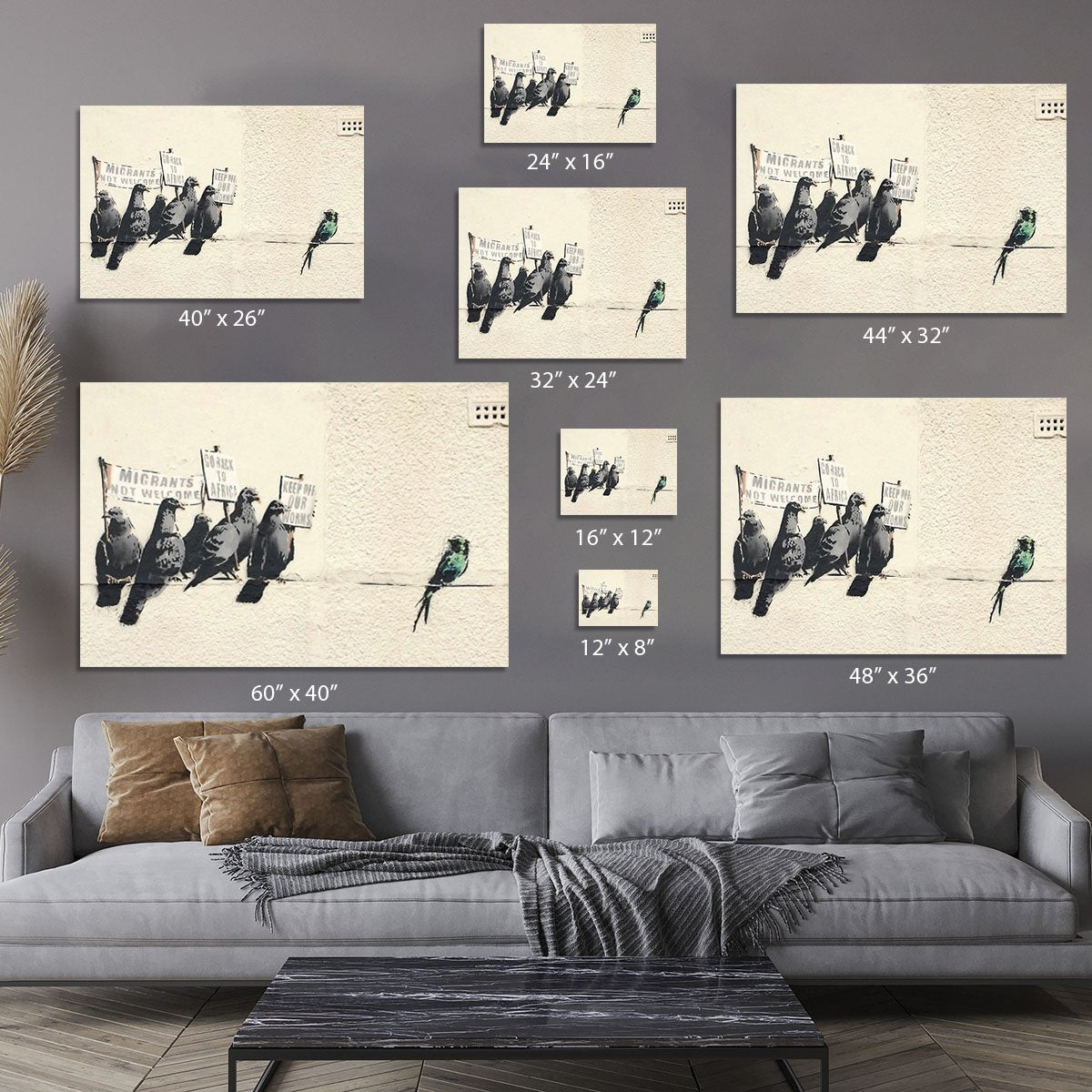 Banksy Anti-Immigration Birds Canvas Print or Poster