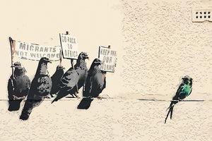 Banksy Anti-Immigration Birds Wall Mural Wallpaper - Canvas Art Rocks - 1