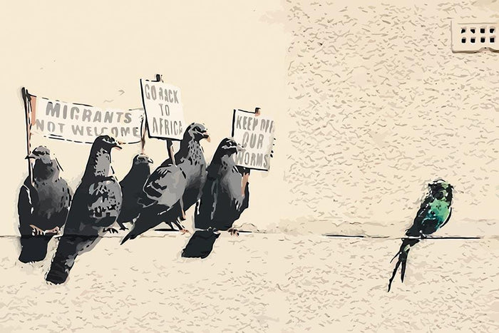 Banksy Anti-Immigration Birds Wall Mural Wallpaper