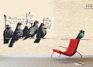 Banksy Anti-Immigration Birds Wall Mural Wallpaper - Canvas Art Rocks - 2