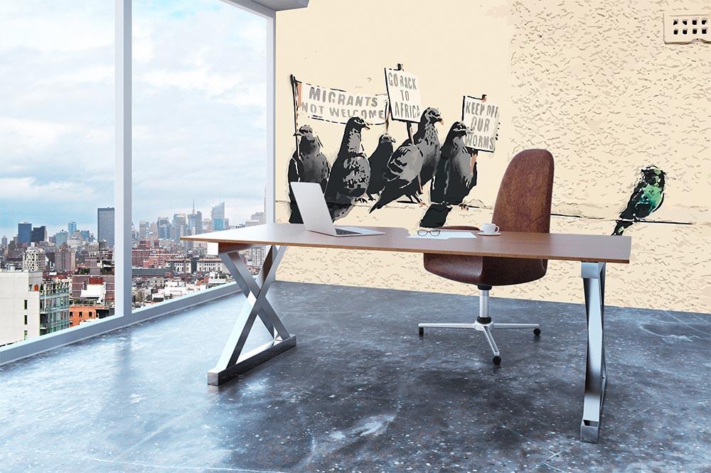 Banksy Anti-Immigration Birds Wall Mural Wallpaper - Canvas Art Rocks - 3