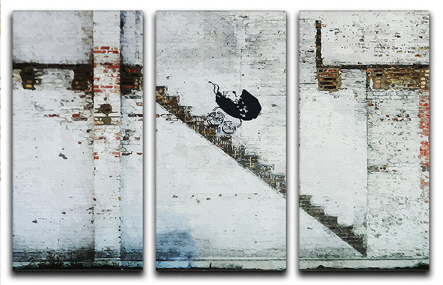 Banksy Baby Carriage 3 Split Panel Canvas Print - Canvas Art Rocks - 1