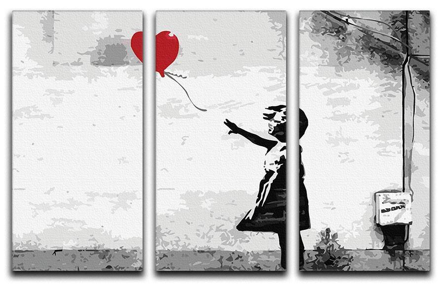 Banksy Balloon Girl Love Heart 3 Split Panel Canvas Print - Canvas Art Rocks - 1