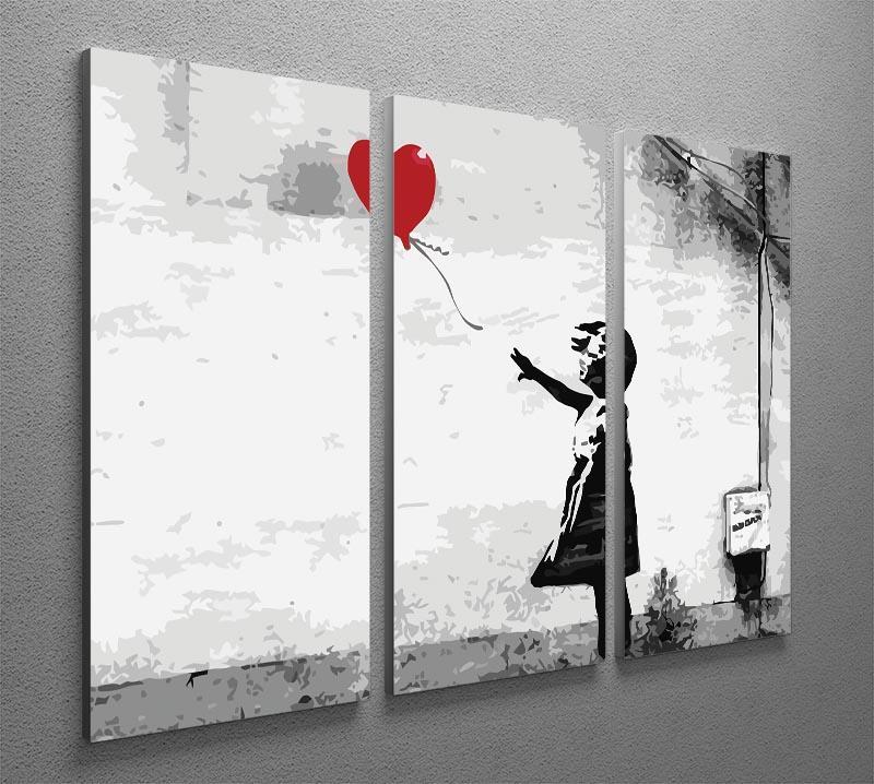 Banksy Balloon Girl Love Heart 3 Split Panel Canvas Print - Canvas Art Rocks - 2
