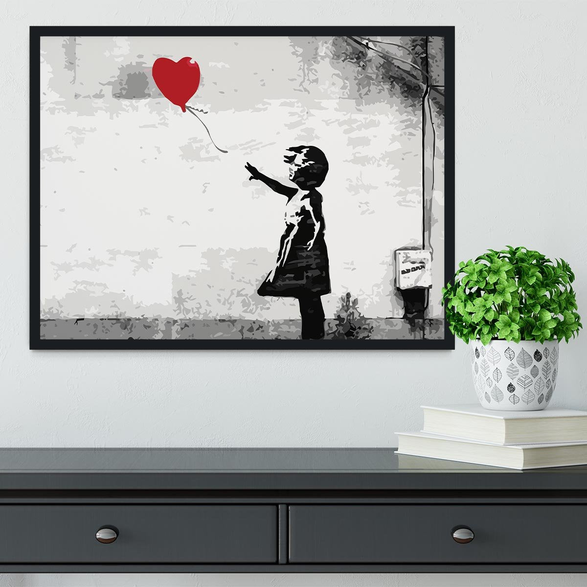 Banksy Balloon Girl Love Heart Framed Print - Canvas Art Rocks - 2