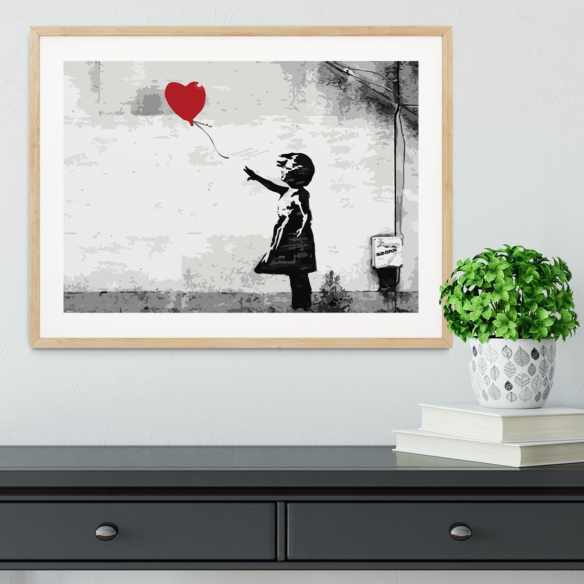 Banksy Balloon Girl Love Heart Framed Print - Canvas Art Rocks - 3