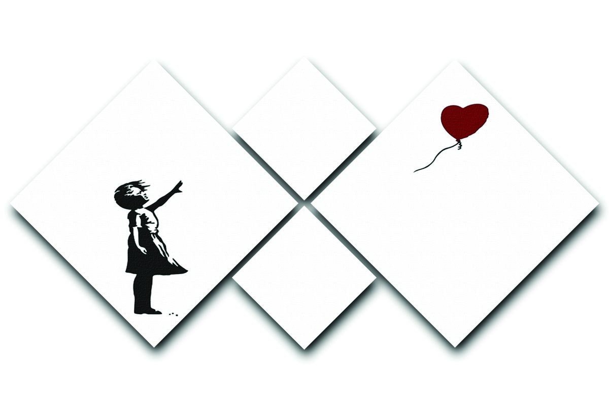 Banksy Balloon Heart Girl 4 Square Multi Panel Canvas  - Canvas Art Rocks - 1
