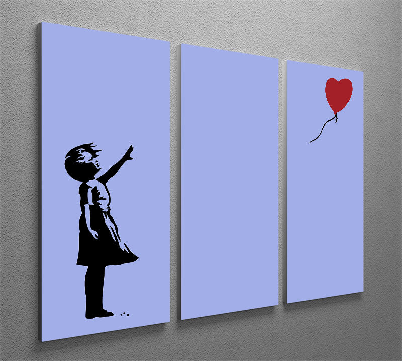 Banksy Balloon Heart Girl Blue 3 Split Panel Canvas Print - Canvas Art Rocks - 2
