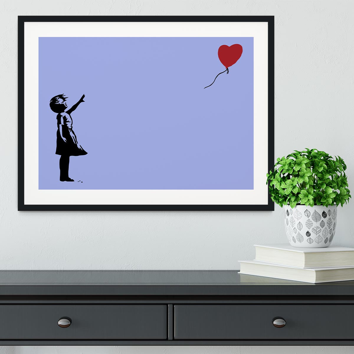 Banksy Balloon Heart Girl Blue Framed Print - Canvas Art Rocks - 1