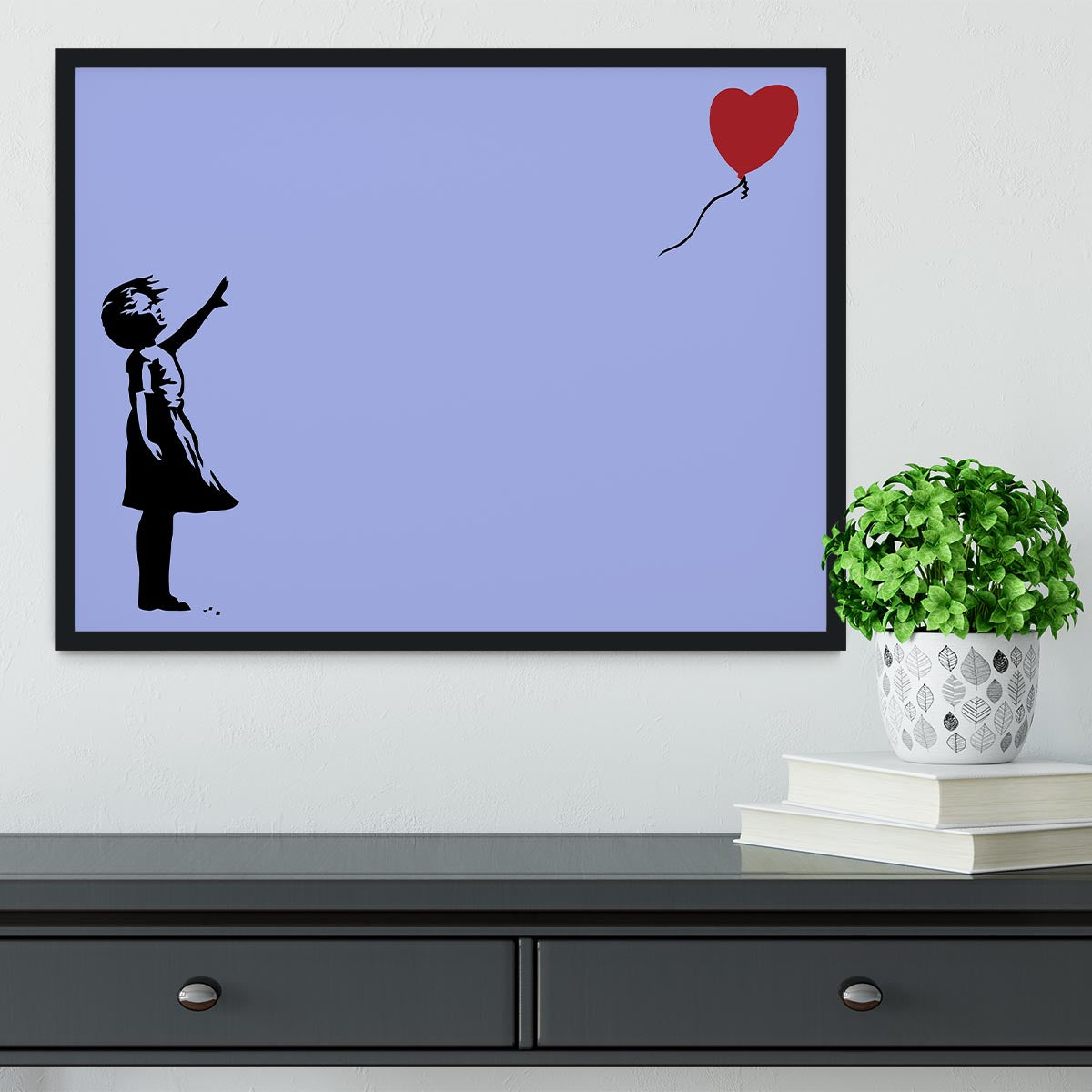 Banksy Balloon Heart Girl Blue Framed Print - Canvas Art Rocks - 2