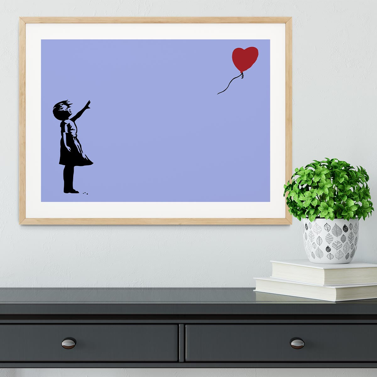 Banksy Balloon Heart Girl Blue Framed Print - Canvas Art Rocks - 3