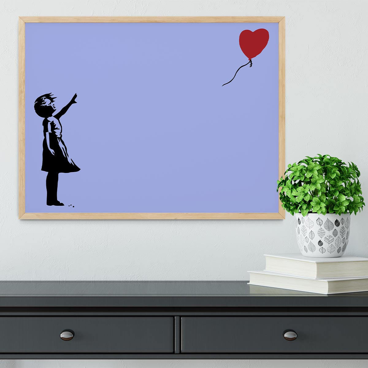 Banksy Balloon Heart Girl Blue Framed Print - Canvas Art Rocks - 4