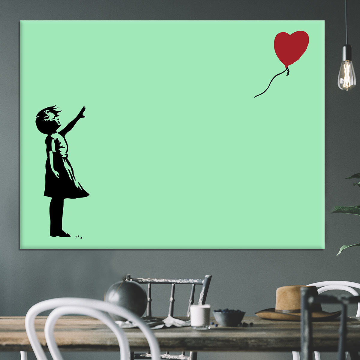 Banksy Balloon Heart Girl Green Canvas Print or Poster - Canvas Art Rocks - 3