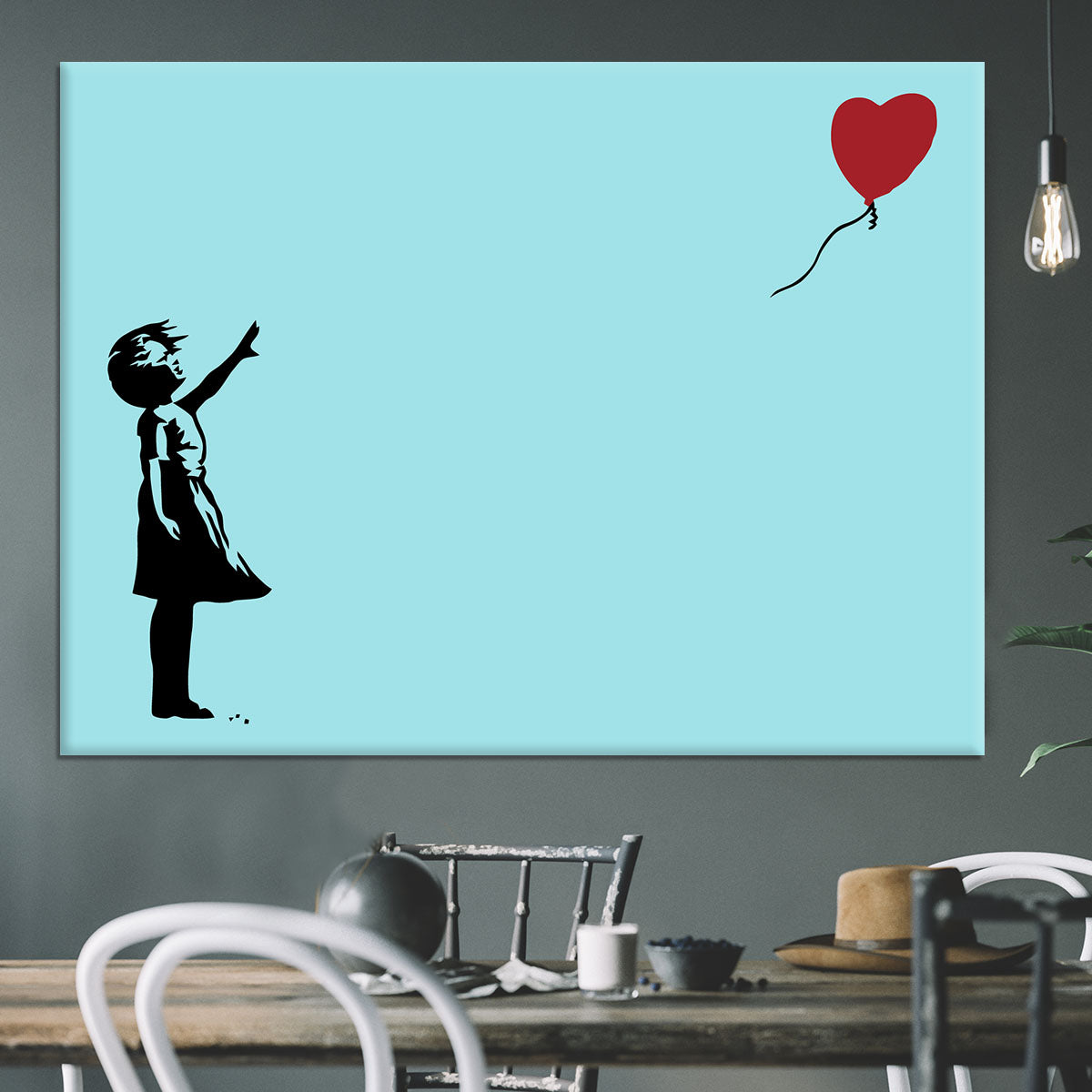 Banksy Balloon Heart Girl Light Blue Canvas Print or Poster - Canvas Art Rocks - 3