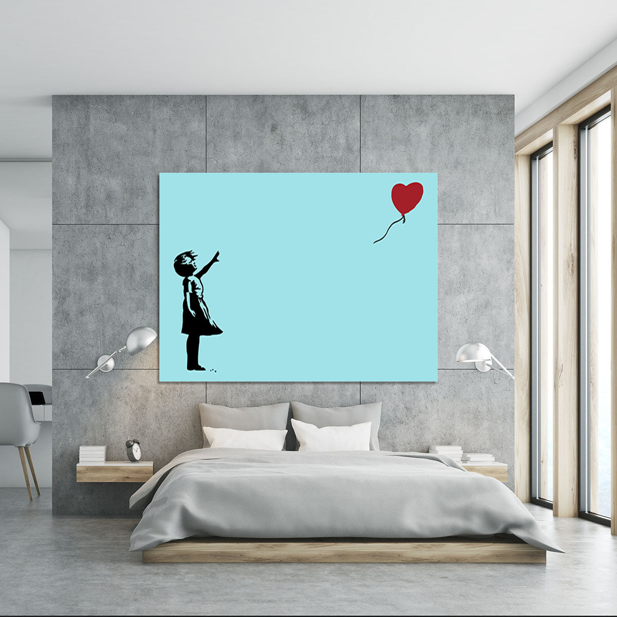 Banksy Balloon Heart Girl Light Blue Canvas Print or Poster - Canvas Art Rocks - 5