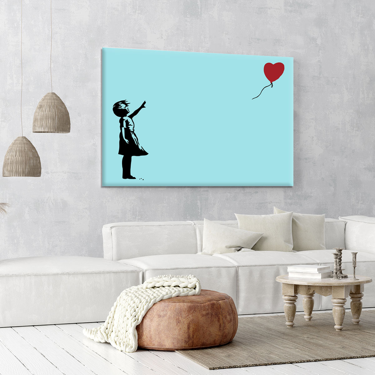 Banksy Balloon Heart Girl Light Blue Canvas Print or Poster - Canvas Art Rocks - 6