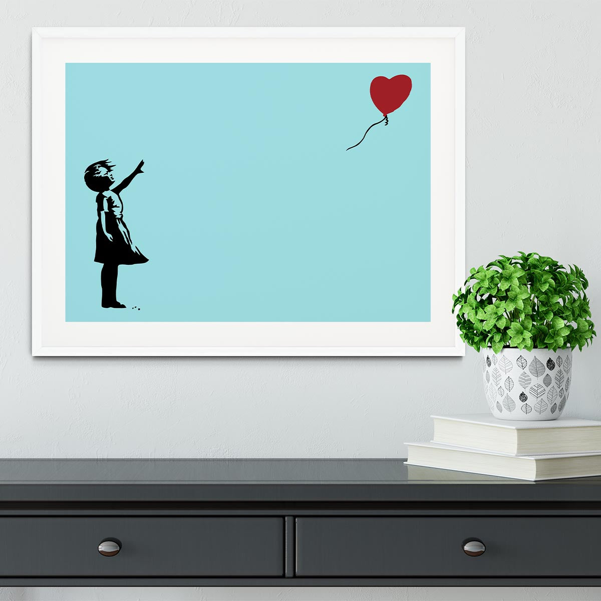 Banksy Balloon Heart Girl Light Blue Framed Print - Canvas Art Rocks - 5