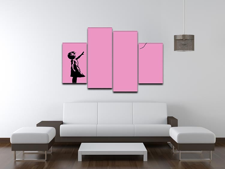 Banksy Balloon Heart Girl Pink 4 Split Panel Canvas - Canvas Art Rocks - 3