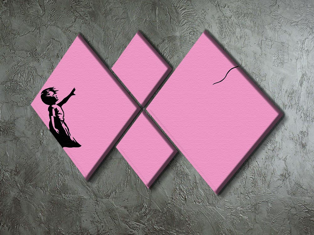 Banksy Balloon Heart Girl Pink 4 Square Multi Panel Canvas - Canvas Art Rocks - 2