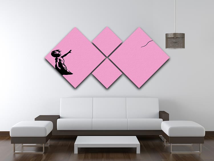 Banksy Balloon Heart Girl Pink 4 Square Multi Panel Canvas - Canvas Art Rocks - 3