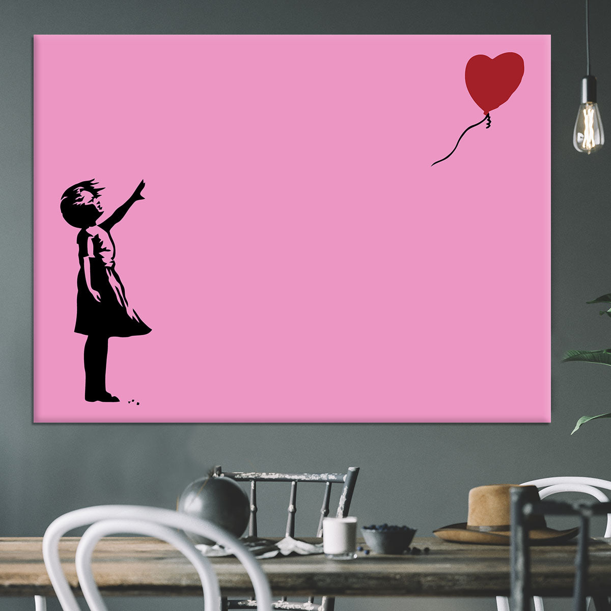 Banksy Balloon Heart Girl Pink Canvas Print or Poster - Canvas Art Rocks - 3