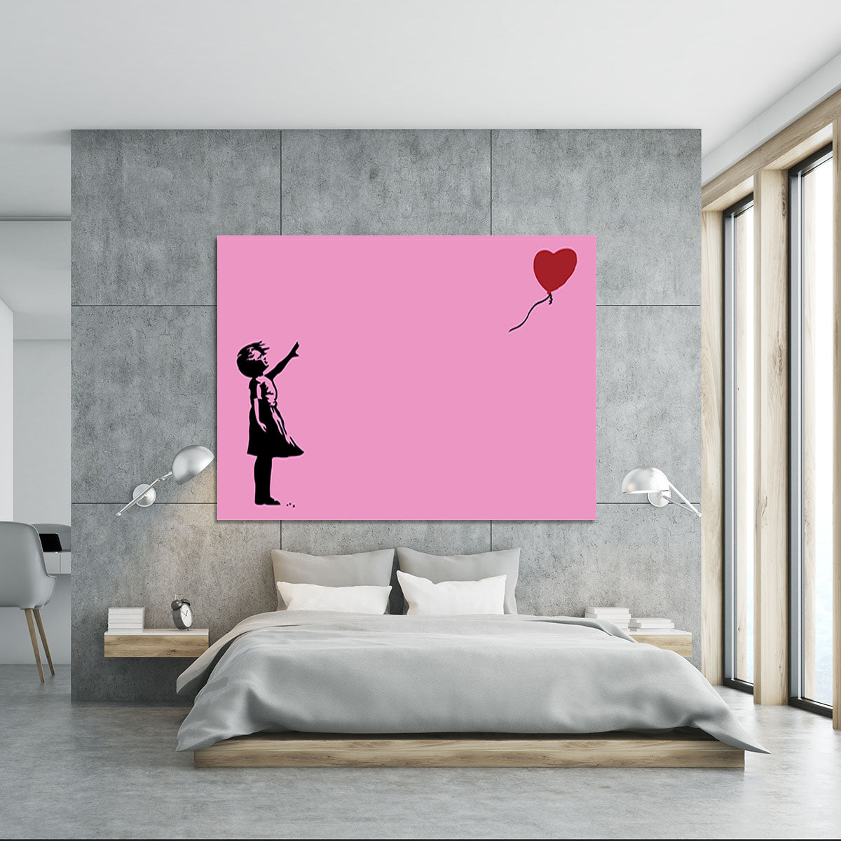 Banksy Balloon Heart Girl Pink Canvas Print or Poster - Canvas Art Rocks - 5