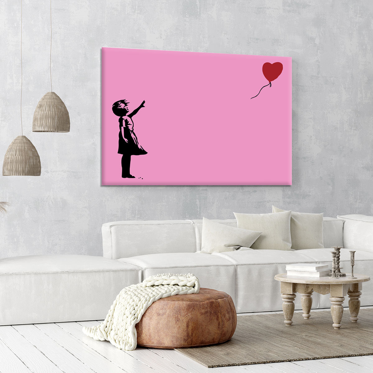 Banksy Balloon Heart Girl Pink Canvas Print or Poster - Canvas Art Rocks - 6