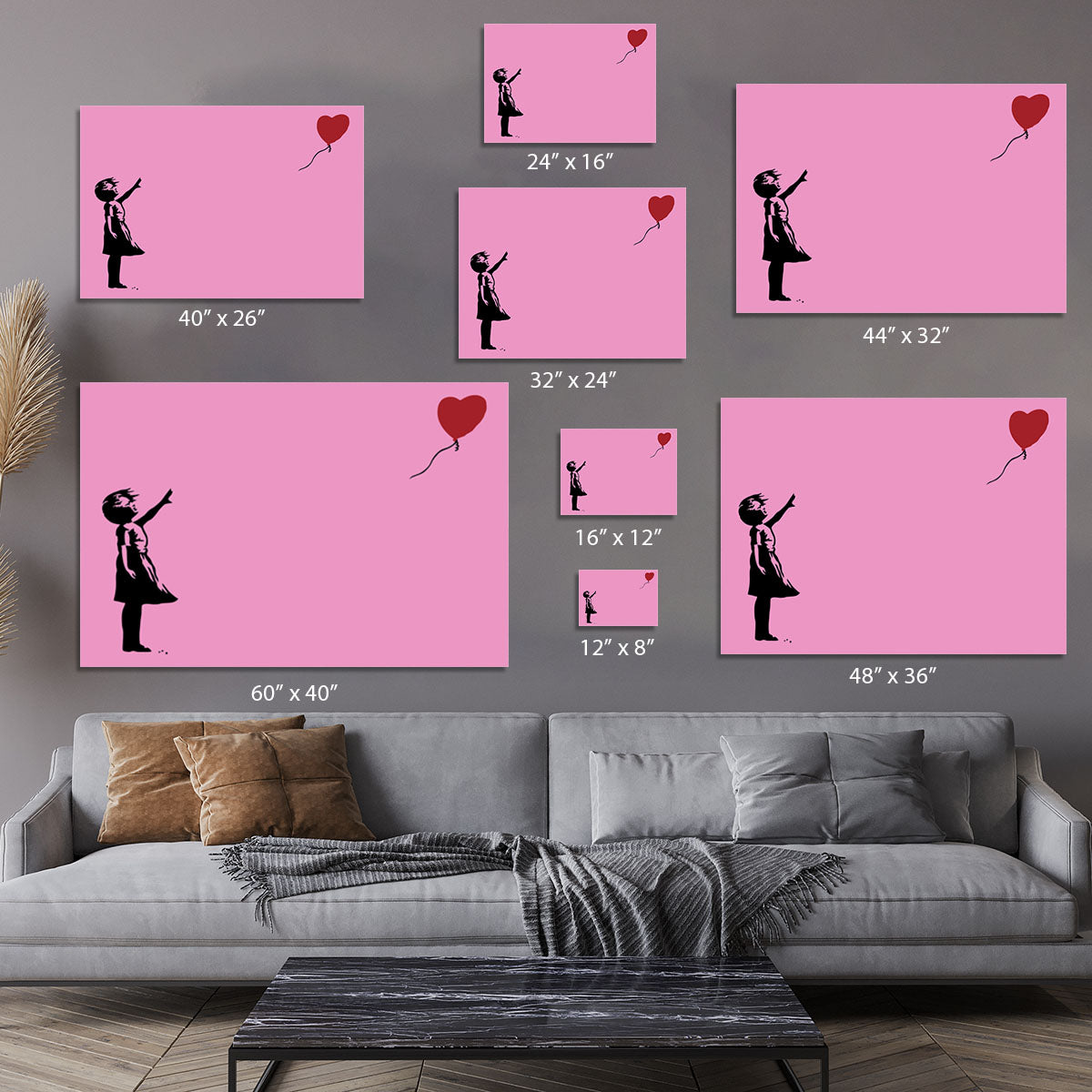 Banksy Balloon Heart Girl Pink Canvas Print or Poster - Canvas Art Rocks - 7