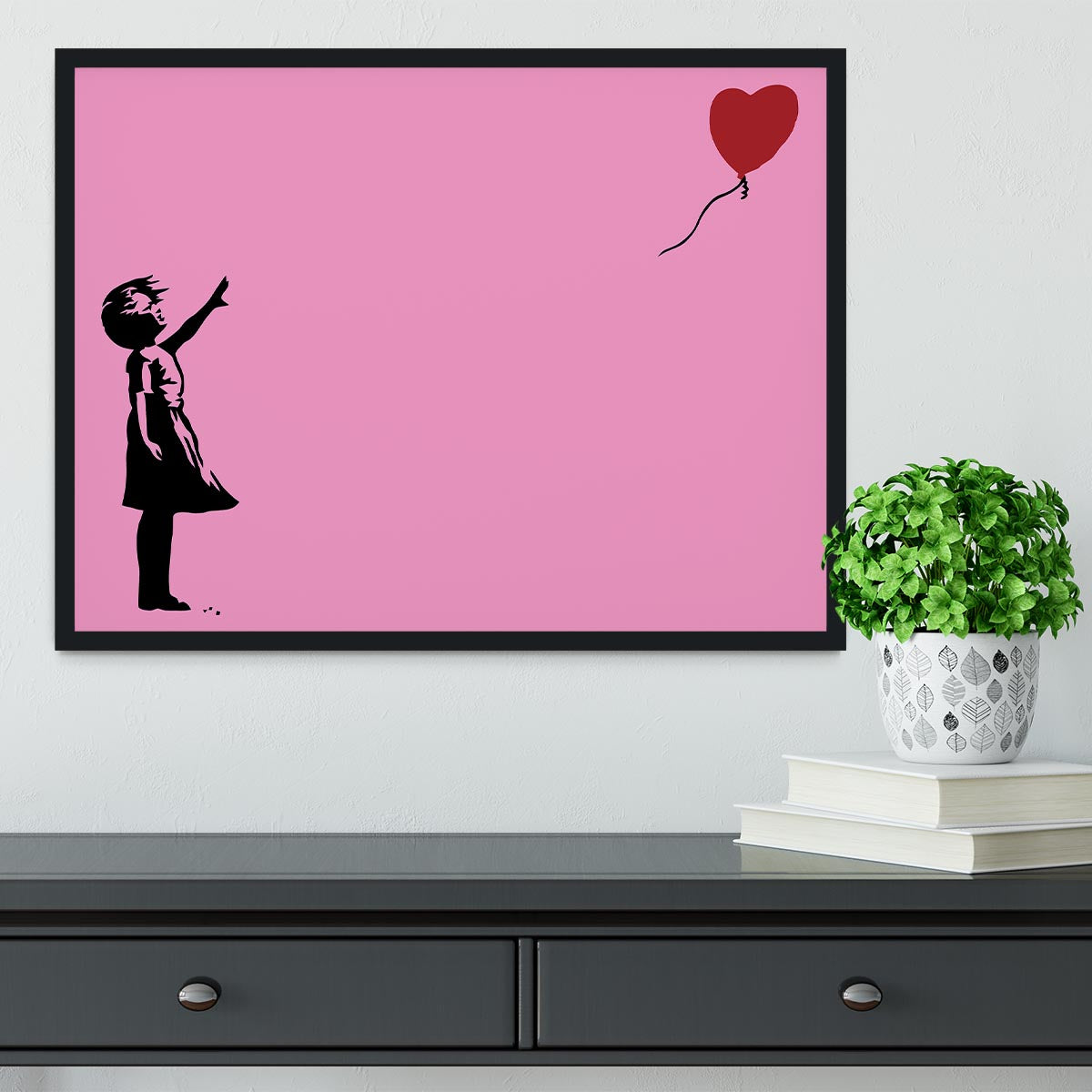Banksy Balloon Heart Girl Pink Framed Print - Canvas Art Rocks - 2