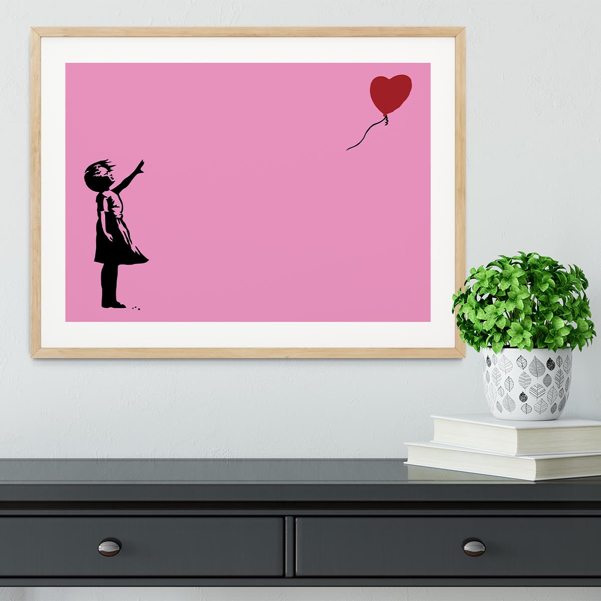 Banksy Balloon Heart Girl Pink Framed Print - Canvas Art Rocks - 3