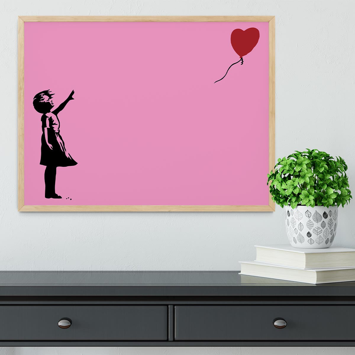 Banksy Balloon Heart Girl Pink Framed Print - Canvas Art Rocks - 4