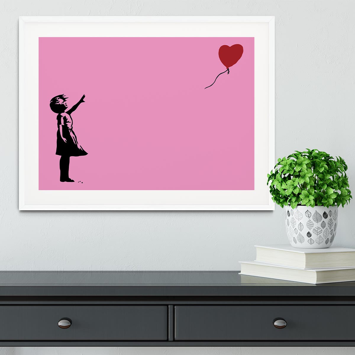 Banksy Balloon Heart Girl Pink Framed Print - Canvas Art Rocks - 5