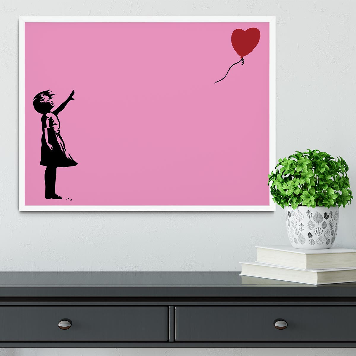 Banksy Balloon Heart Girl Pink Framed Print - Canvas Art Rocks -6