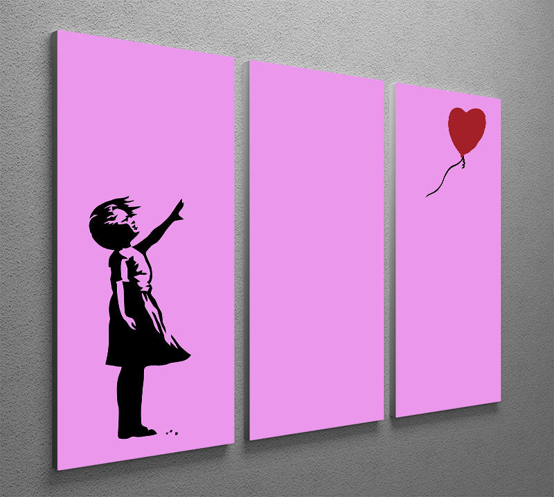 Banksy Balloon Heart Girl Purple 3 Split Panel Canvas Print - Canvas Art Rocks - 2