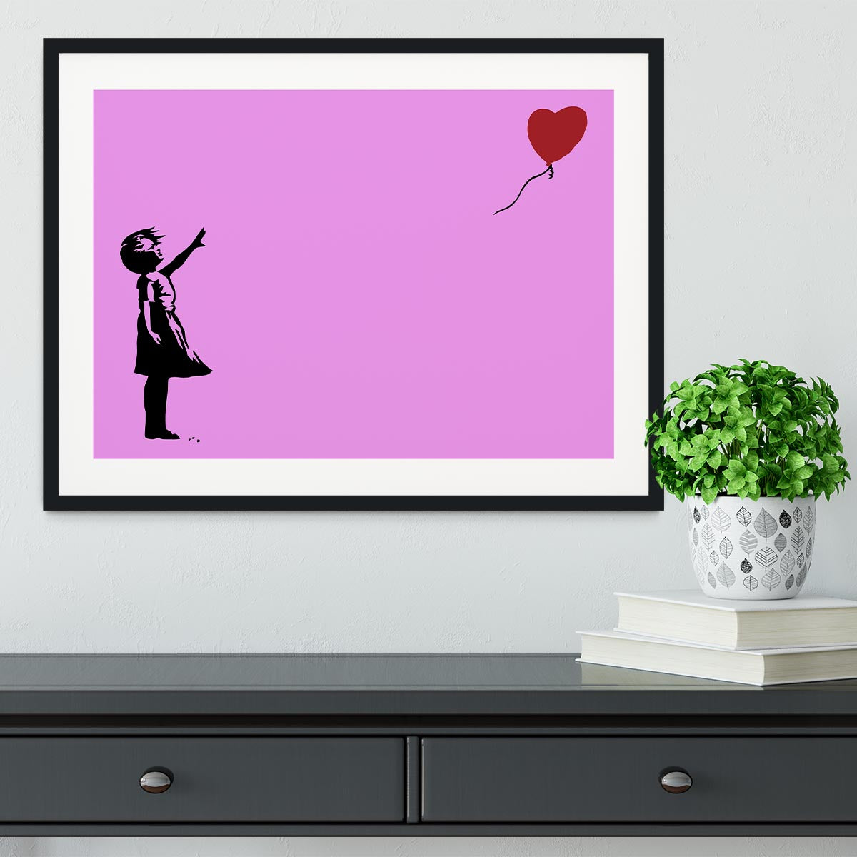 Banksy Balloon Heart Girl Purple Framed Print - Canvas Art Rocks - 1