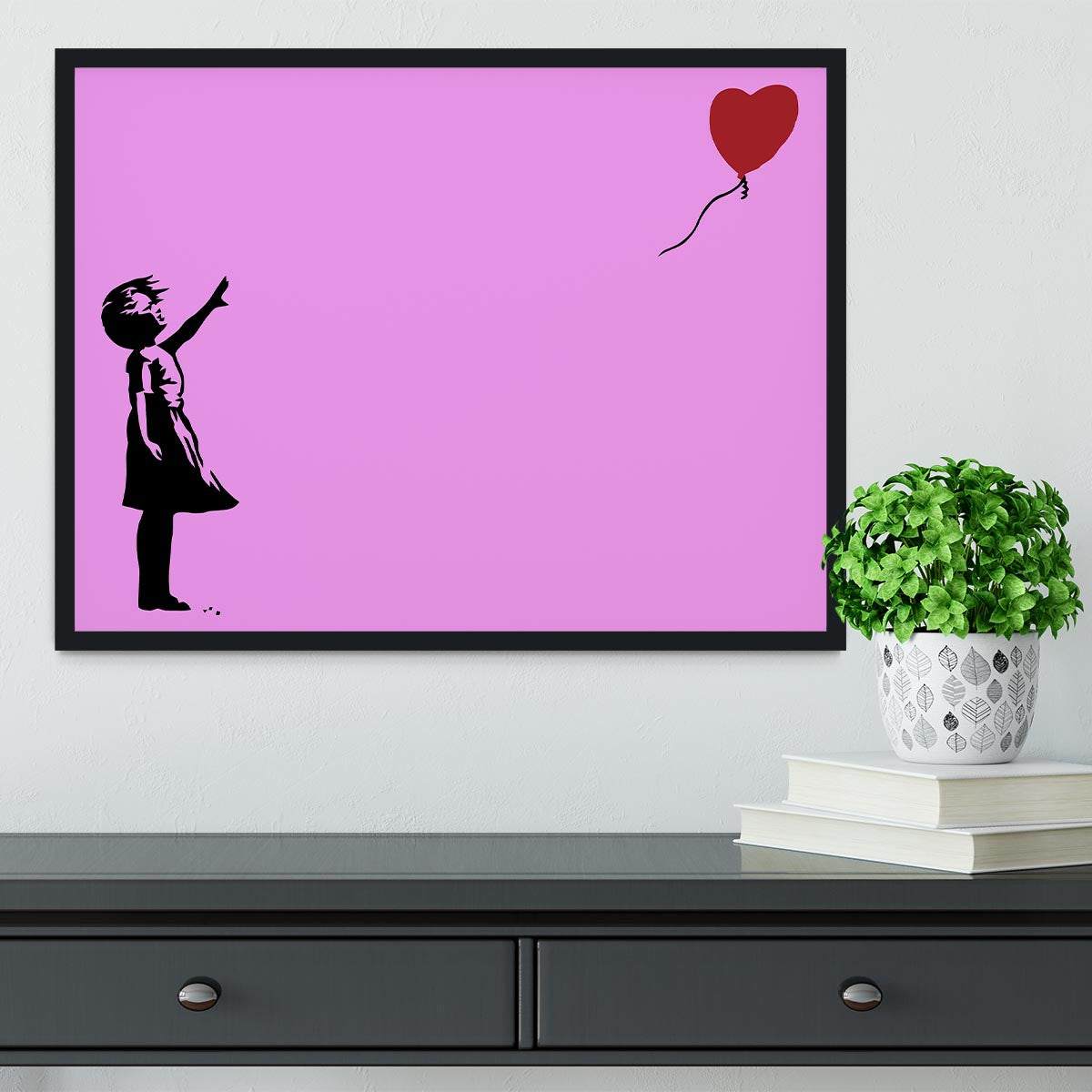 Banksy Balloon Heart Girl Purple Framed Print - Canvas Art Rocks - 2