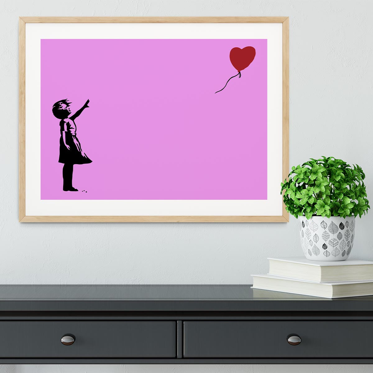 Banksy Balloon Heart Girl Purple Framed Print - Canvas Art Rocks - 3