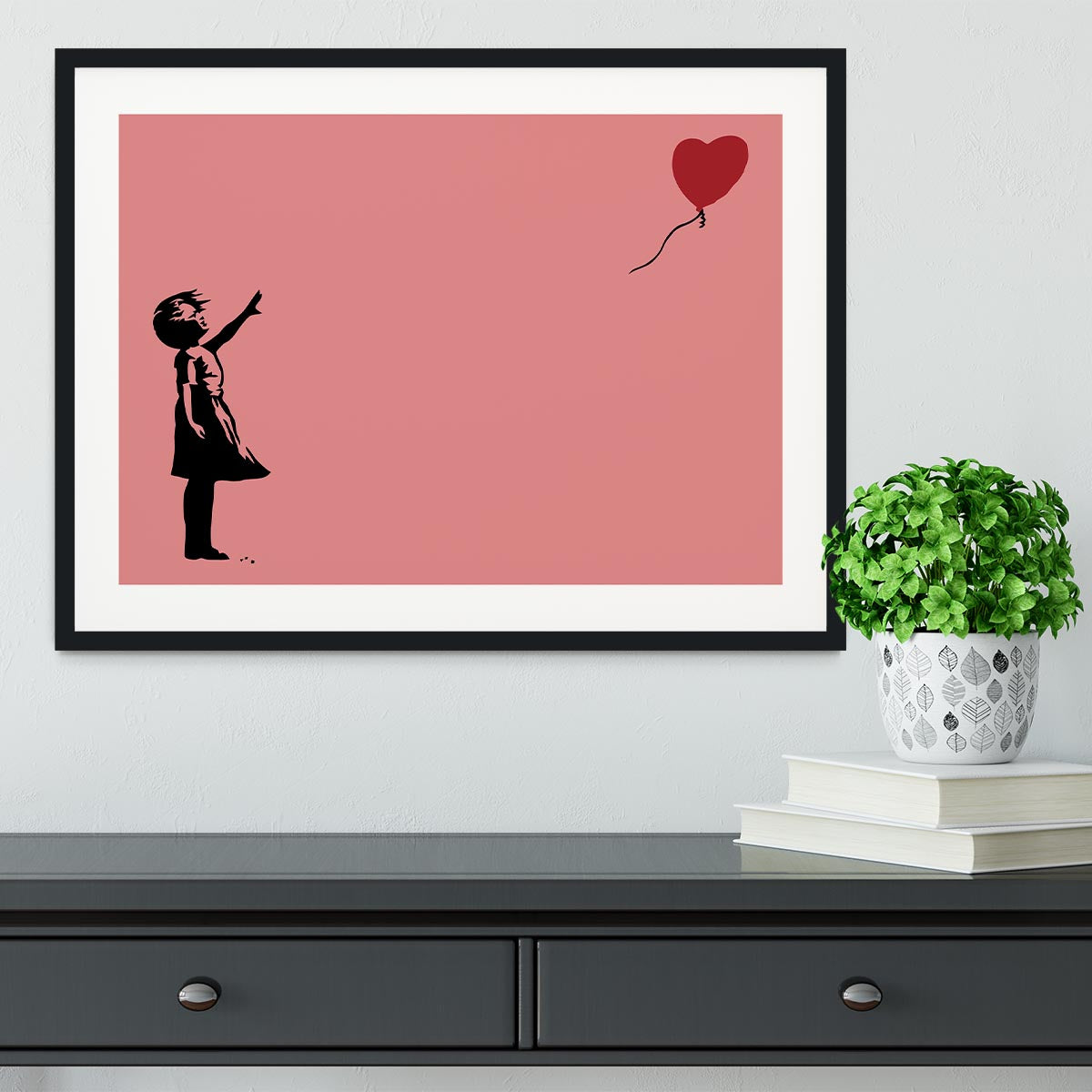 Banksy Balloon Heart Girl Red Framed Print - Canvas Art Rocks - 1