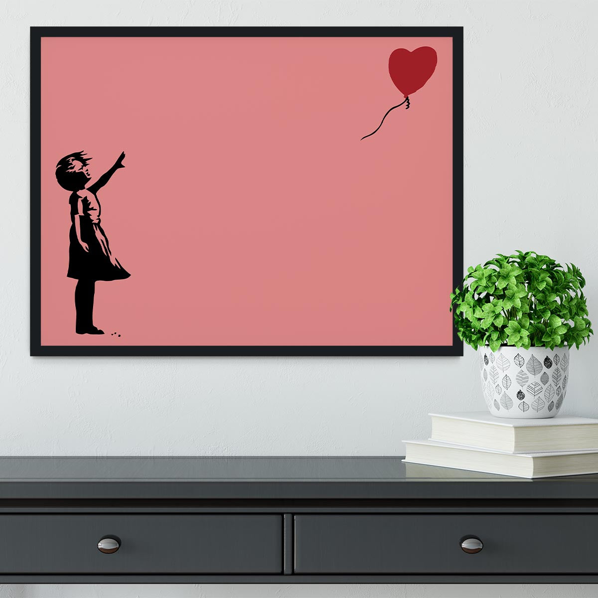 Banksy Balloon Heart Girl Red Framed Print - Canvas Art Rocks - 2