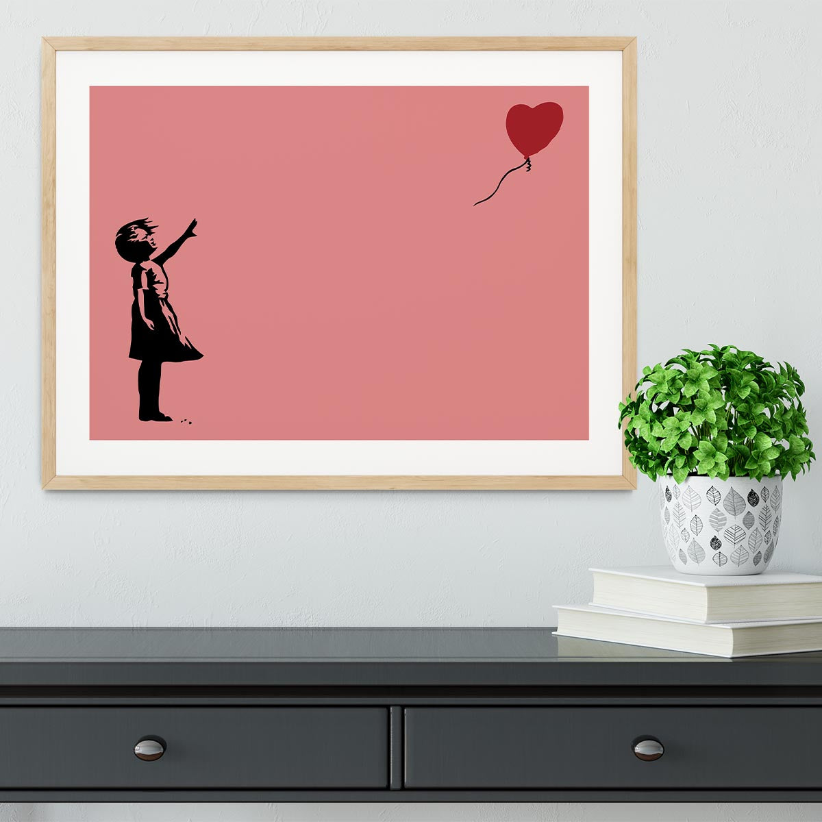 Banksy Balloon Heart Girl Red Framed Print - Canvas Art Rocks - 3