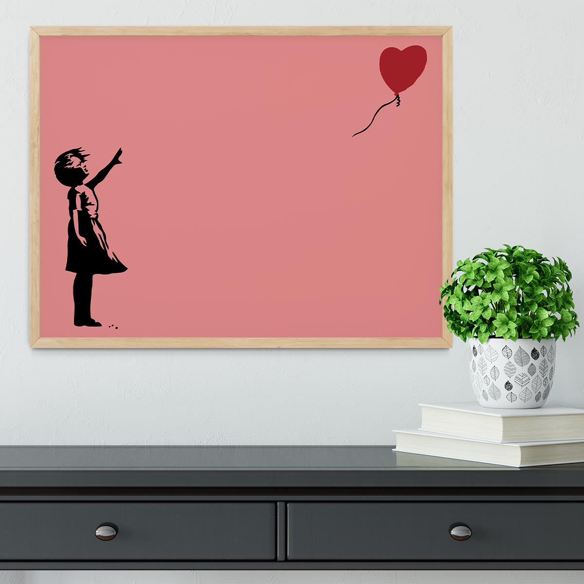 Banksy Balloon Heart Girl Red Framed Print - Canvas Art Rocks - 4