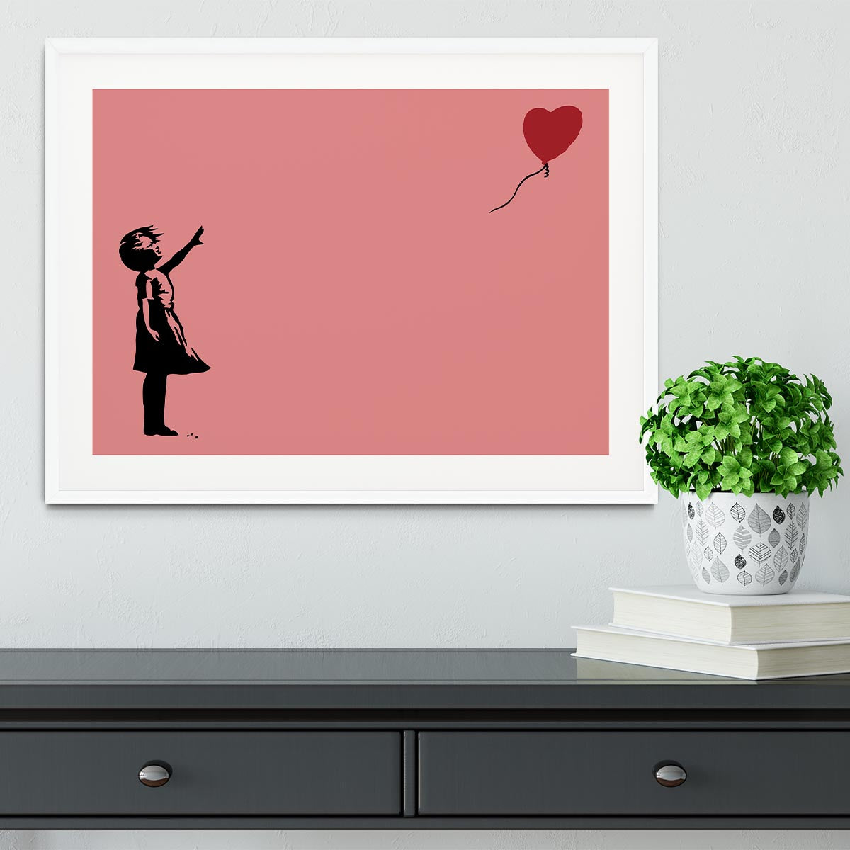 Banksy Balloon Heart Girl Red Framed Print - Canvas Art Rocks - 5