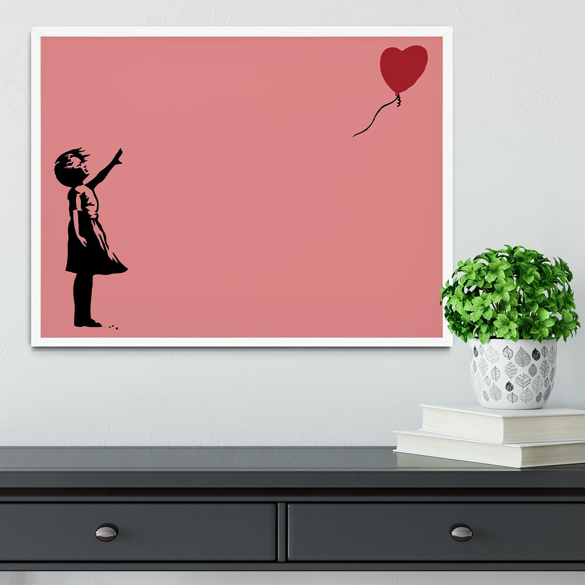 Banksy Balloon Heart Girl Red Framed Print - Canvas Art Rocks -6
