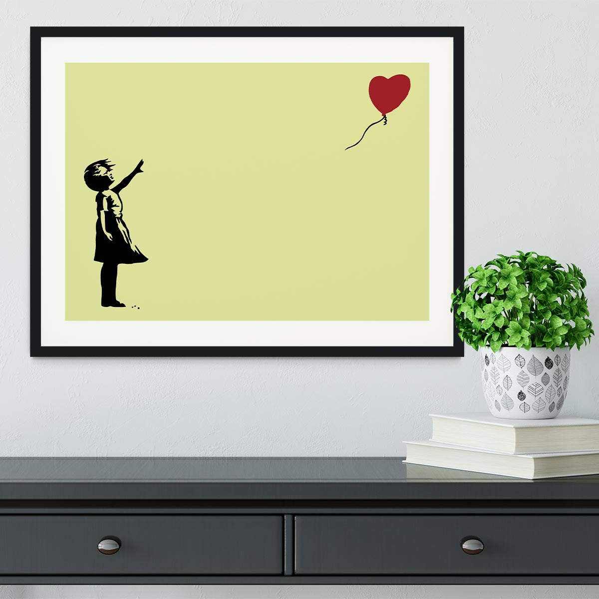 Banksy Balloon Heart Girl Yellow Framed Print - Canvas Art Rocks - 1