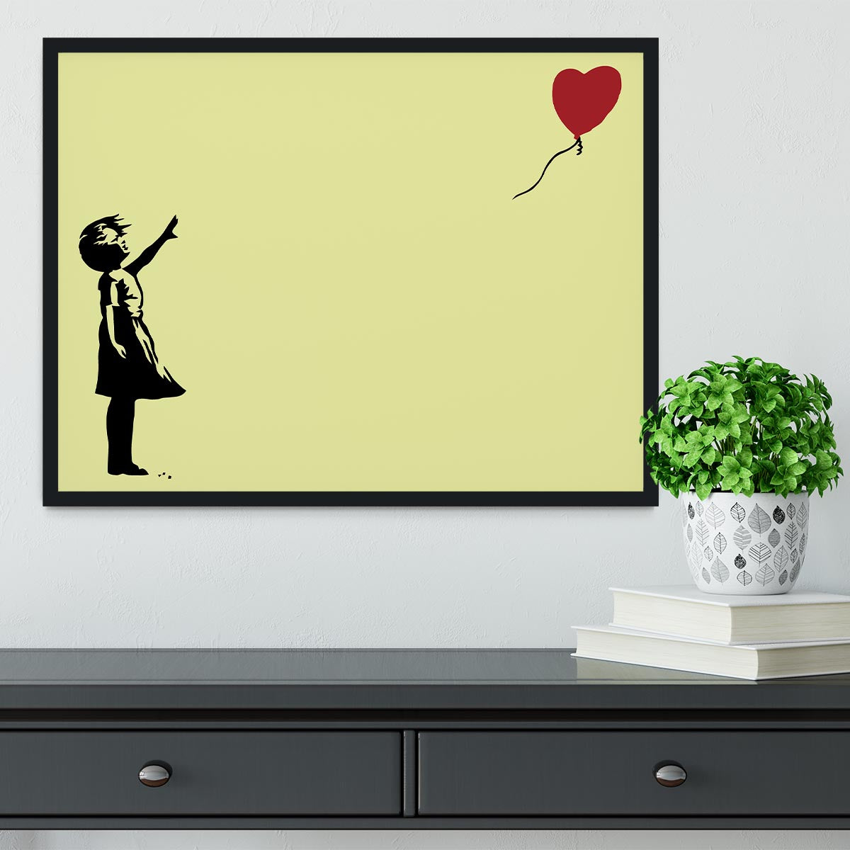 Banksy Balloon Heart Girl Yellow Framed Print - Canvas Art Rocks - 2